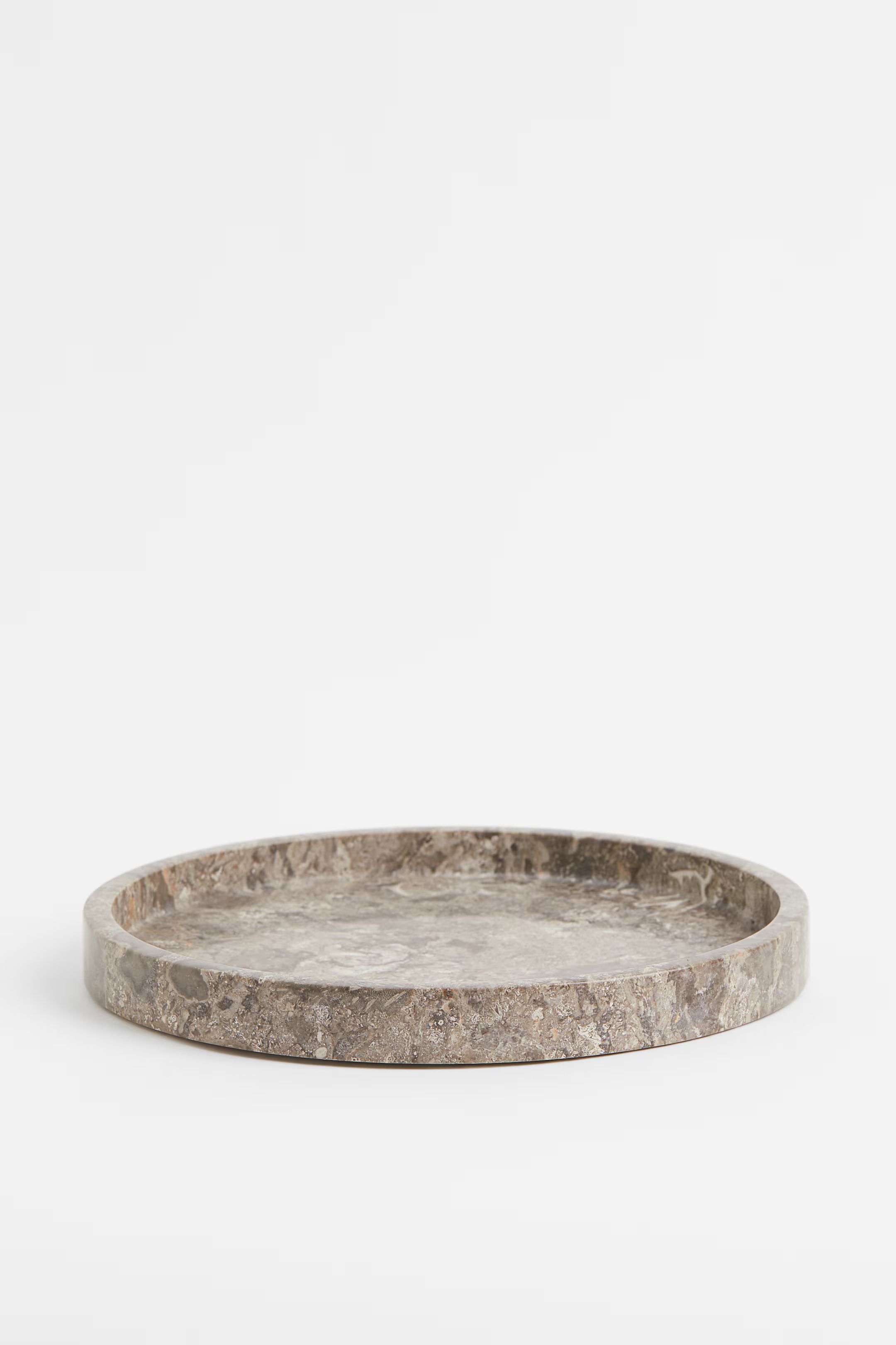 Round Marble Tray - Gray/marble-patterned - Home All | H&M US | H&M (US + CA)