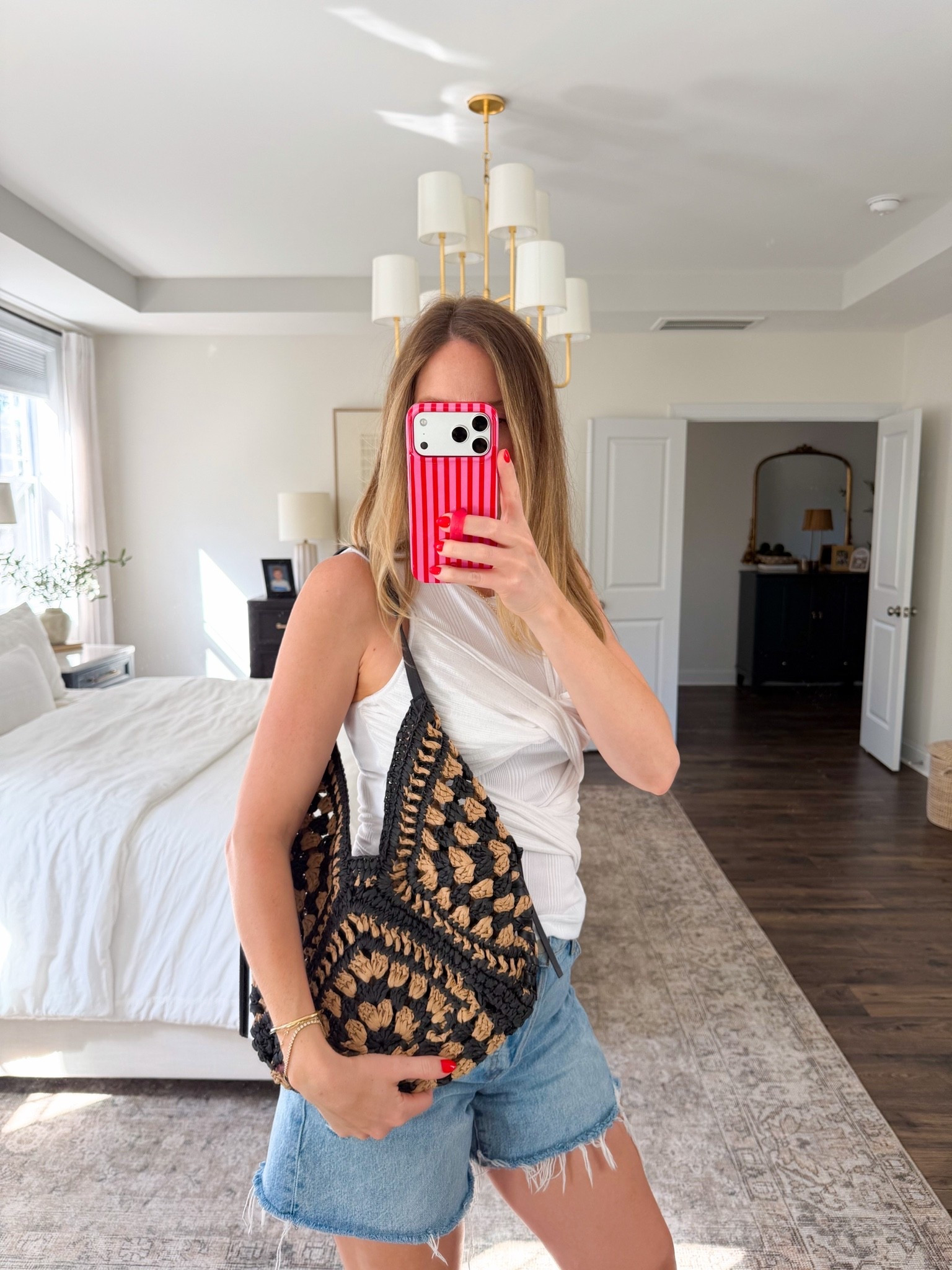 Cutest little straw bag for summer! Top and shorts fit TTS