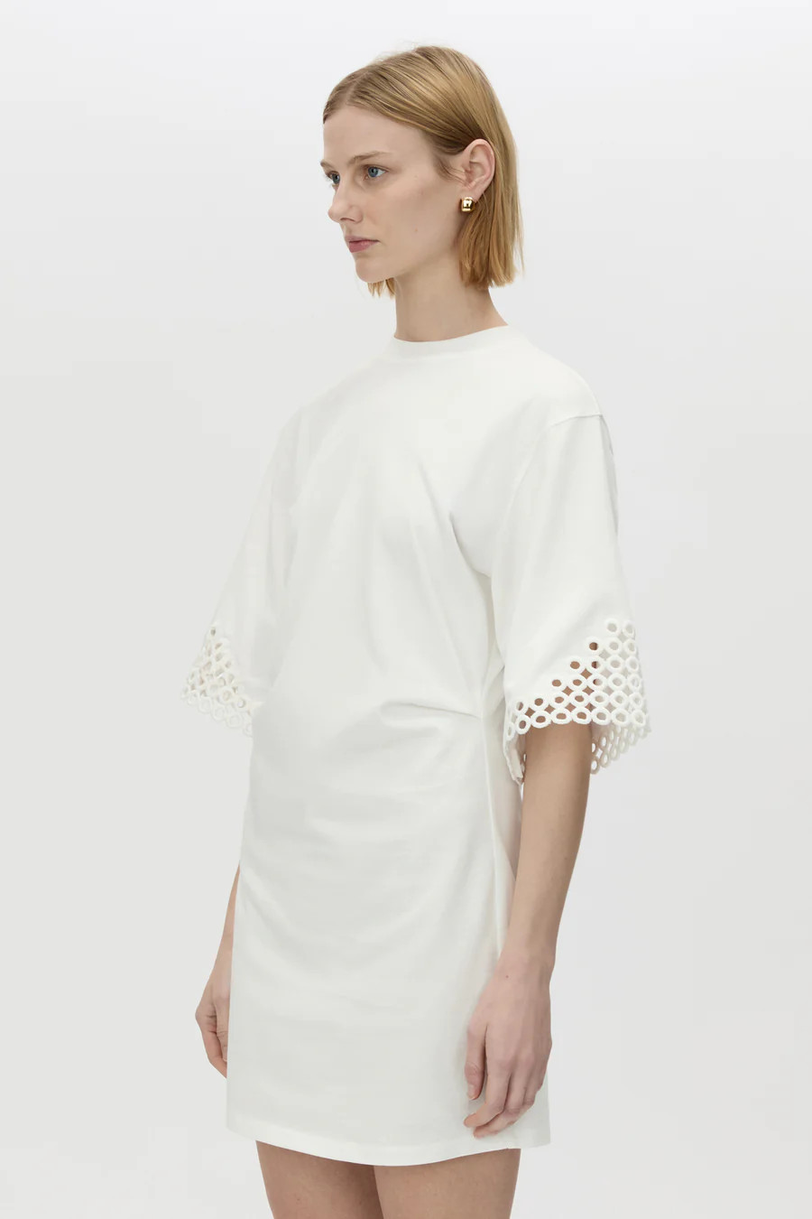 Lolani Embroidered Mini Tee Dress in Soft White - CAMILLA AND MARC® C&M | CAMILLA AND MARC (ANZ)