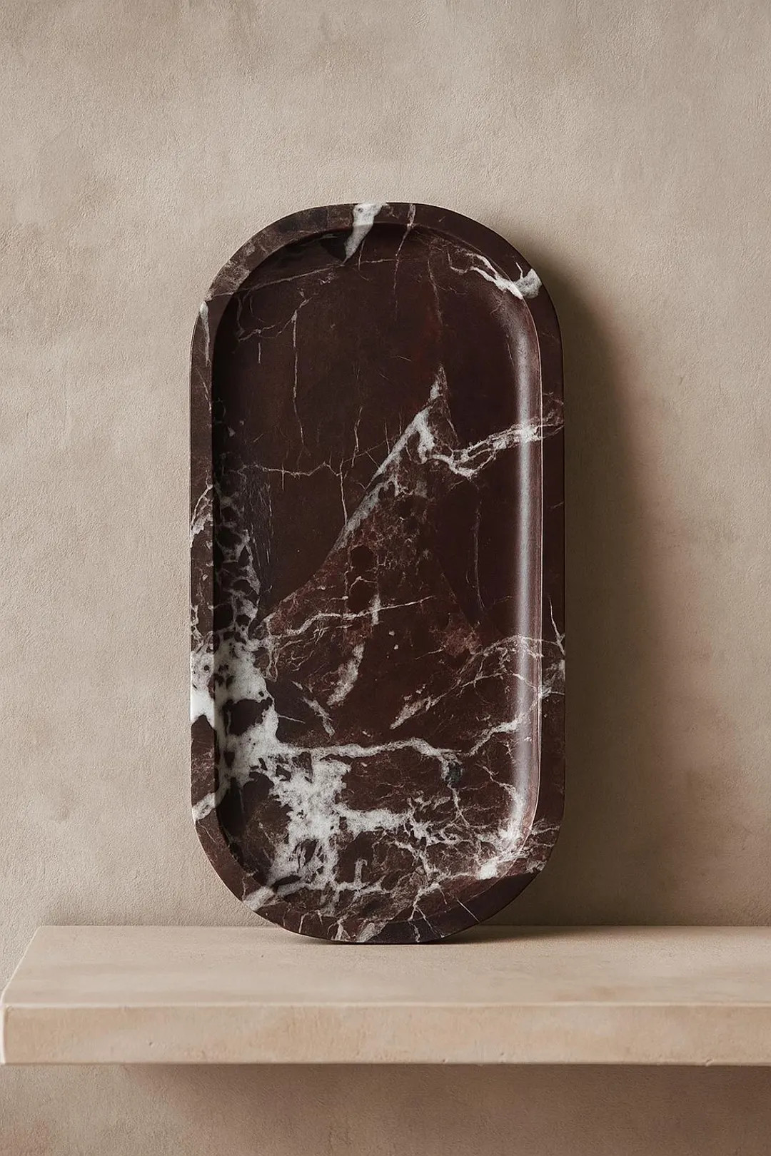 Handcrafted Rosso Levanto Marble Oval Tray – Burgundy Vanity Dish | Etsy (US)