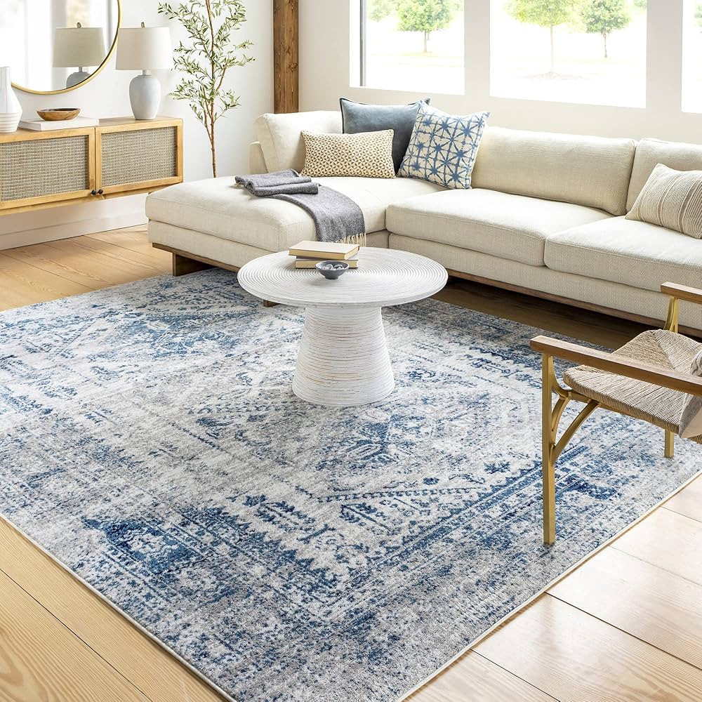 Livabliss Desta Vintage Oriental Area Rug,7'10" x 10'2",Blue/White | Amazon (US)