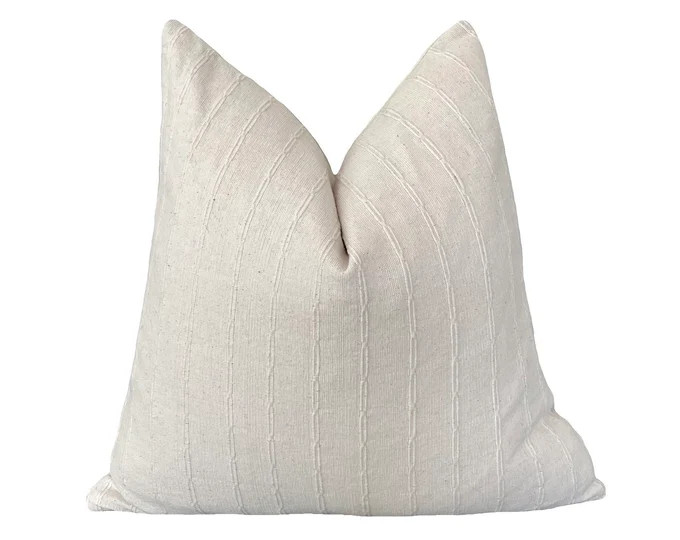Textured Minimalist Cream Throw Pillow Cover, Cover Only | Etsy (US)