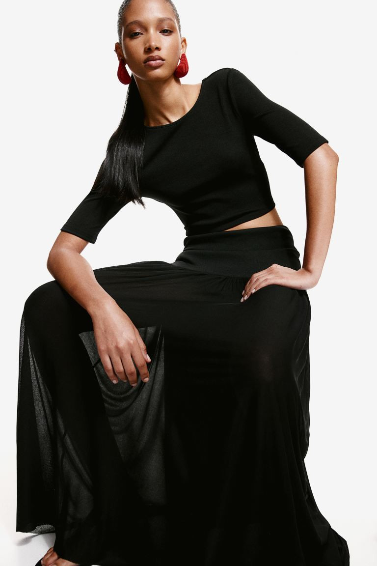 Long Jersey Skirt - High waist - Long - Black - Ladies | H&M US | H&M (US + CA)