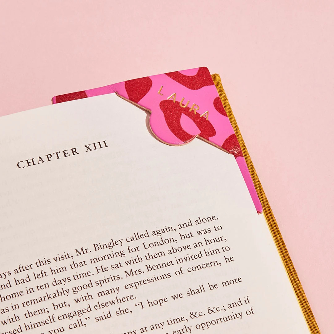 Personalised Leather Bookmark Fuchsia Pink Red Leopard Print / Cute Mother's Day Gift for Book Lo... | Etsy (US)