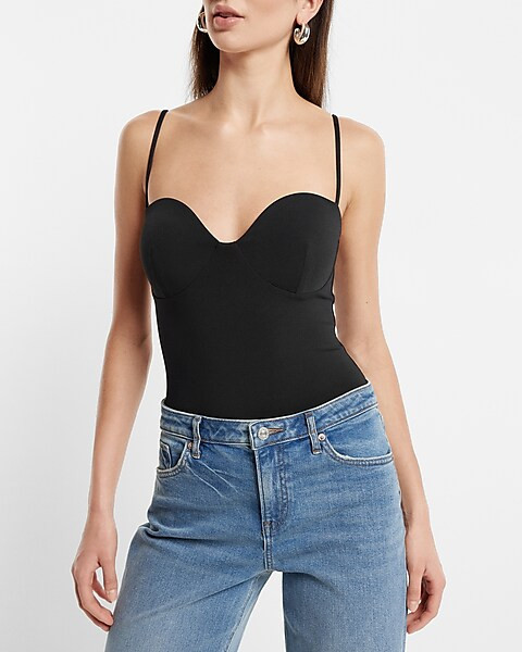 Body Contour High Compression Bustier Bodysuit With Bra Cups | Express