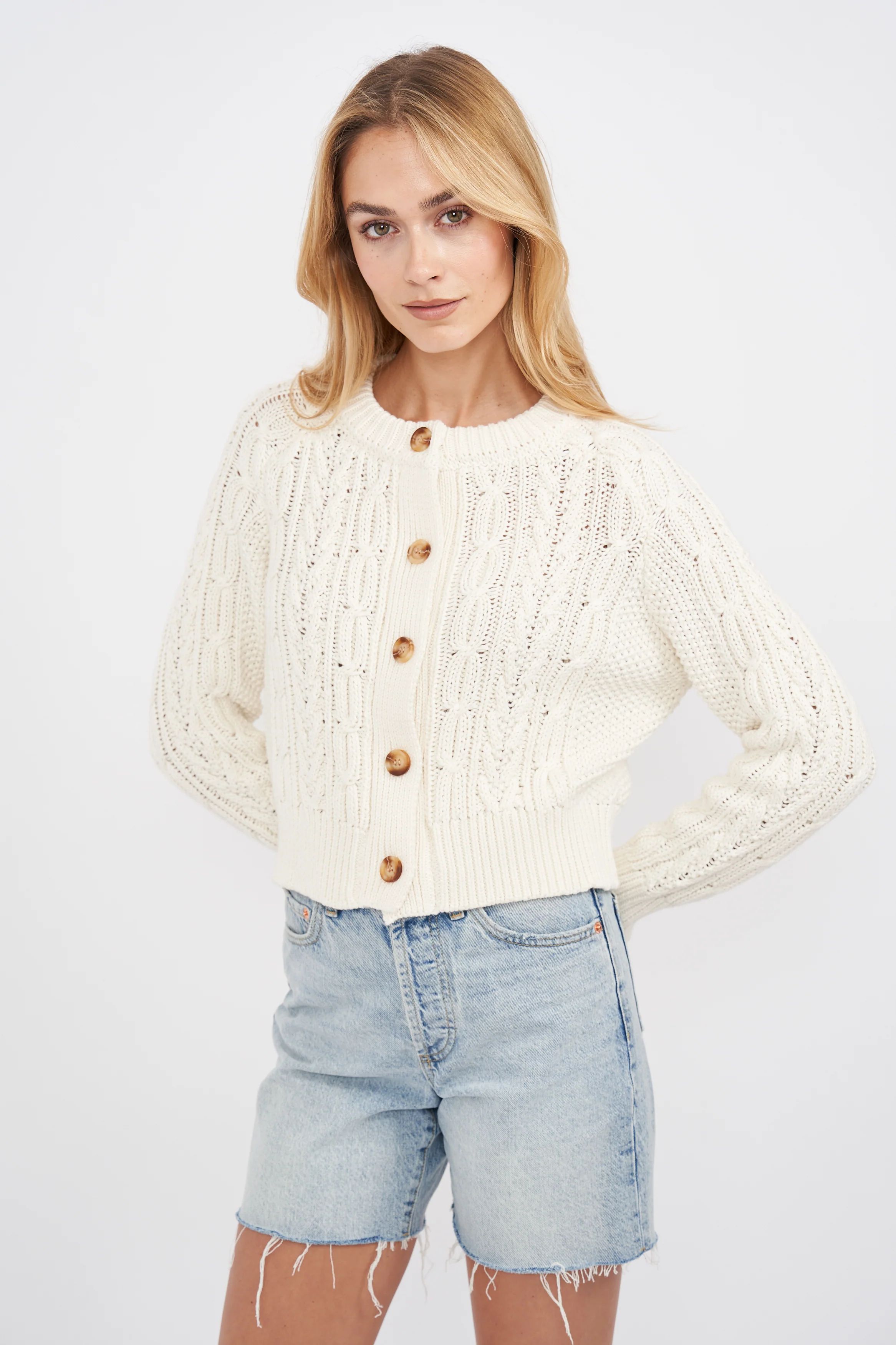 Cable Knit Cardigan - Ivory | Marea