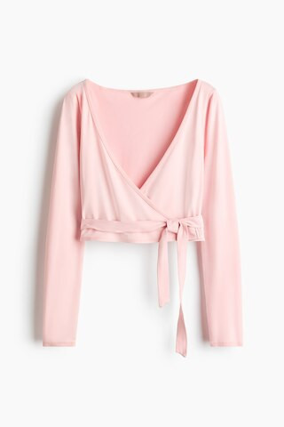 H & M - Brushed Jersey Wrap Top - Pink | H&M (US + CA)