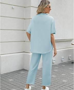 SeeLuNa Women's Two Piece Outfits 3/4 Batwing Sleeve Capelet Crew Neck Pullover Top Wide Leg Pant... | Amazon (US)