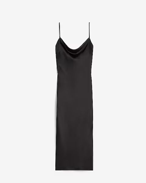 Satin Cowl Neck Midi Slip Dress | Express