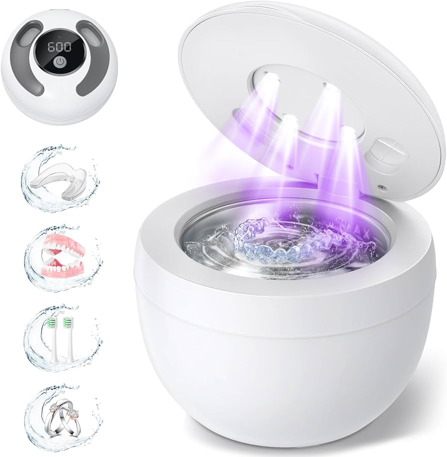 Dental Ultrasonic Retainer Cleaner Machine: 45kHz Dental Cleaning Pod for Denture, Mouth Guard, N... | Amazon (US)