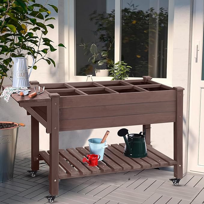 Amazon.com: Aivituvin Raised Garden Bed on Wheels, Elevated Plant Boxes Outdoor Large with Grow G... | Amazon (US)