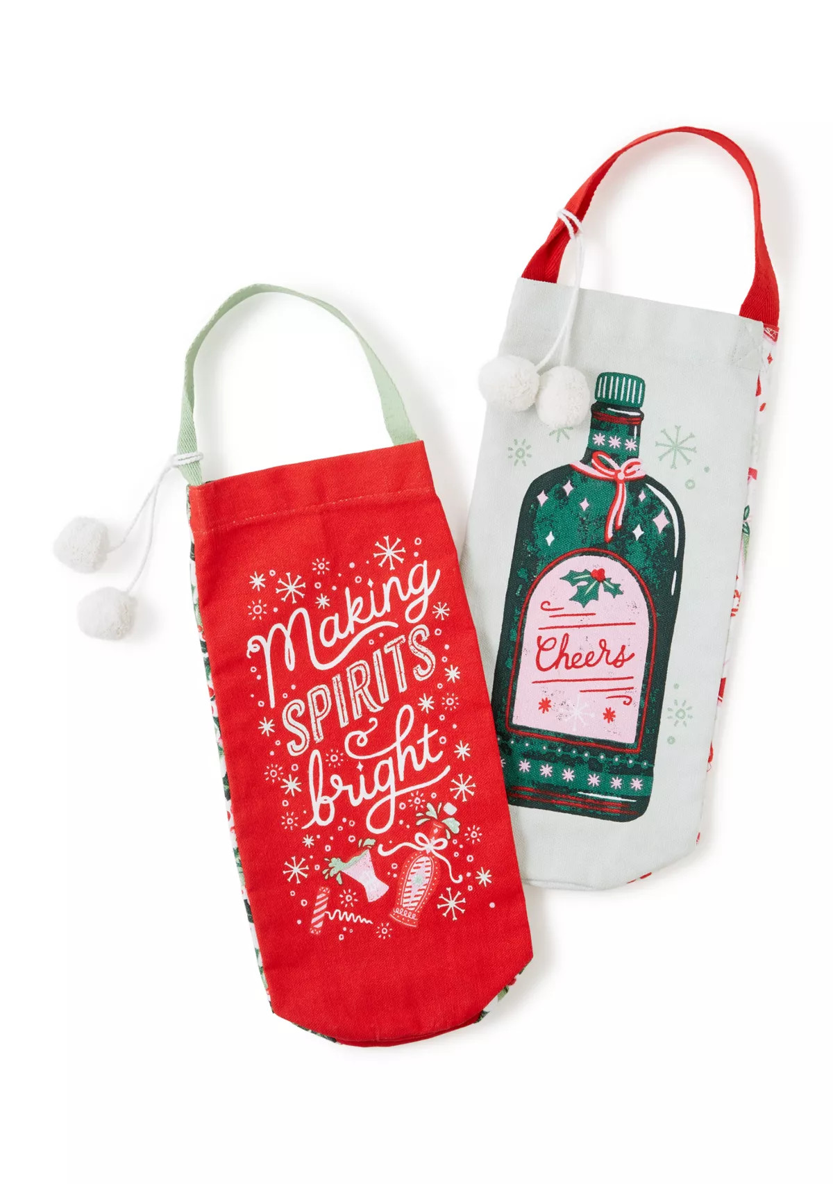 Set of 2 Holly Cheers Wine Tote | Belk