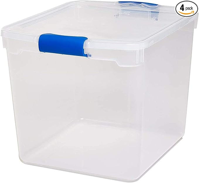 HOMZ Heavy Duty Modular Clear Plastic Stackable Storage Tote Containers with Latching and Locking... | Amazon (US)