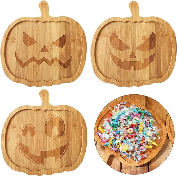 Mumufy 3 Pcs 12.2'' Halloween Pumpkin Charcuterie Board Funny Cute Wooden Cheese Board Charcuteri... | Amazon (US)