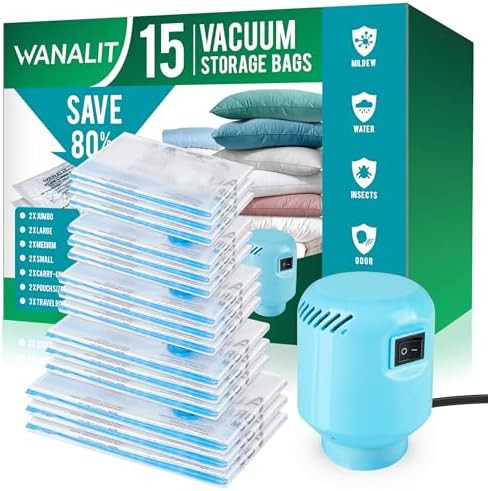 Vacuum Storage Bags with Electric Air Pump, New Air Valve Combo 15 Pack Compression Bag, Space Sa... | Amazon (US)