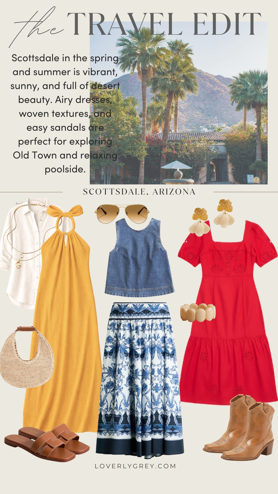 I love this color palette for Scottsdale! Whenever I have gone out West, these are the colors and looks I opt for! Arizona is full of beautiful scenery and warmth in the spring/summer, so these outfits are perfect for your next trip!

Loverly grey, scottsdale arizona outfit ideas, desert chic outfits, western inspired fashion, what to wear spring summer 

 #LTKSeasonal #LTKTravel
