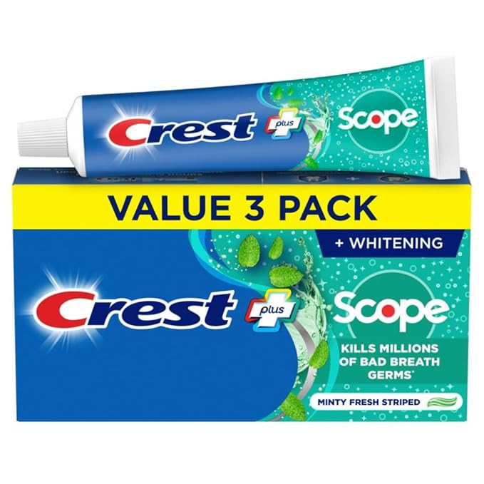 Crest + Scope Whitening Toothpaste - Pack of 3, 5.4 Oz Tubes - Anticavity Fluoride Toothpaste, Fr... | Amazon (US)