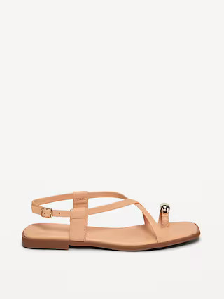 Faux Leather Strappy Toe Ring Sandals | Old Navy (US)