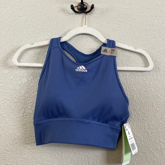 NWT Adidas Aeroready Medium-Support Blue Sports Bra | Poshmark