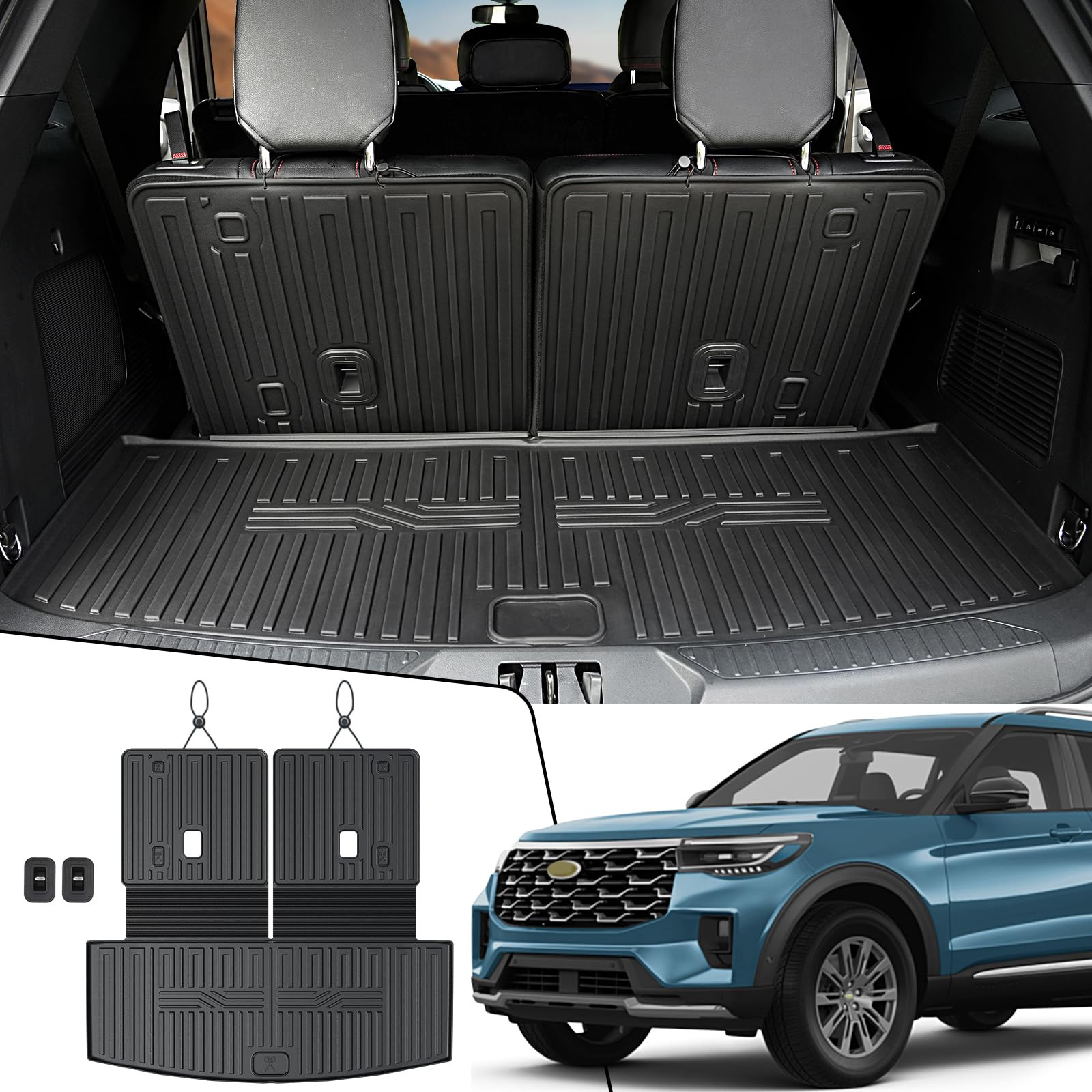 Cargo Mat with Backrest Mats for 2020-2024 2025 Ford Explorer Car Mat Accessories, All Weather TP... | Amazon (US)