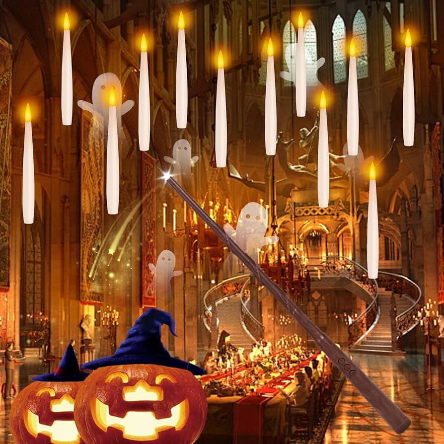 NURADA Floating Candles with Wand Remote Timer - Magic LED Hanging Flameless Taper Candles Flicke... | Amazon (US)