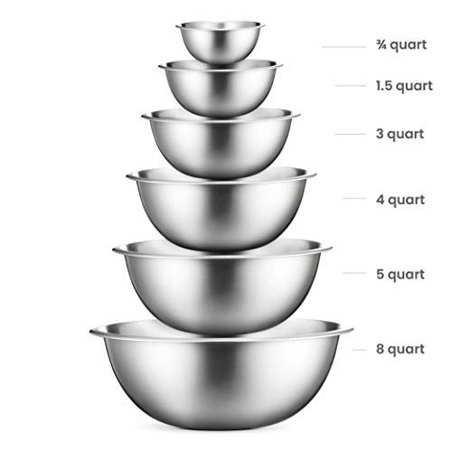 Stainless Steel Mixing Bowls (Set of 6) Stainless Steel Mixing Bowl Set - Easy To Clean, Nesting Bow | Amazon (US)