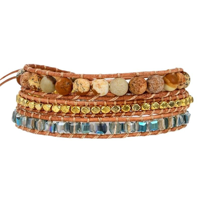 Azul Crystals with Gold Accent on Natural | Victoria Emerson