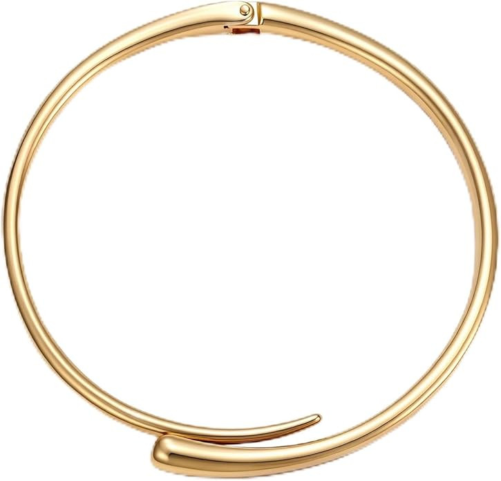 Gold Chunky Choker Necklace for Women Teardrop Open Cuff Torque Collar Minimalist Statement Fashi... | Amazon (US)