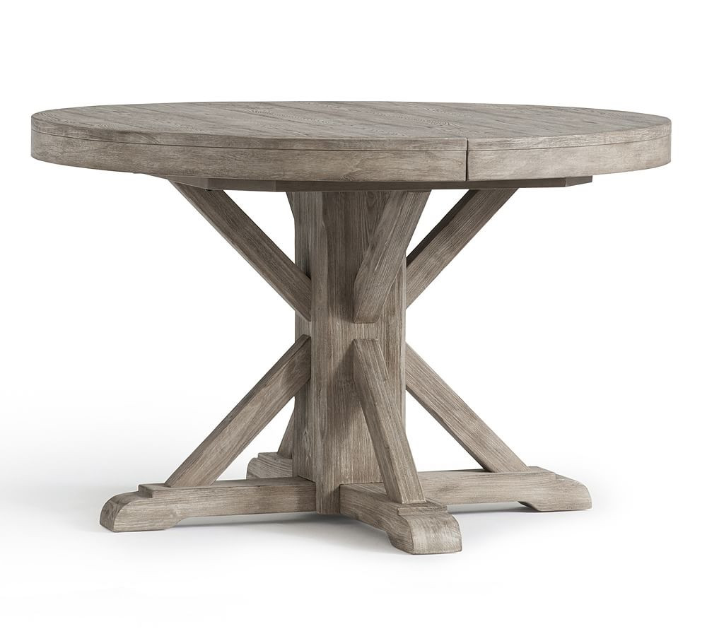 Benchwright Round Pedestal Extending Dining Table | Pottery Barn (US)