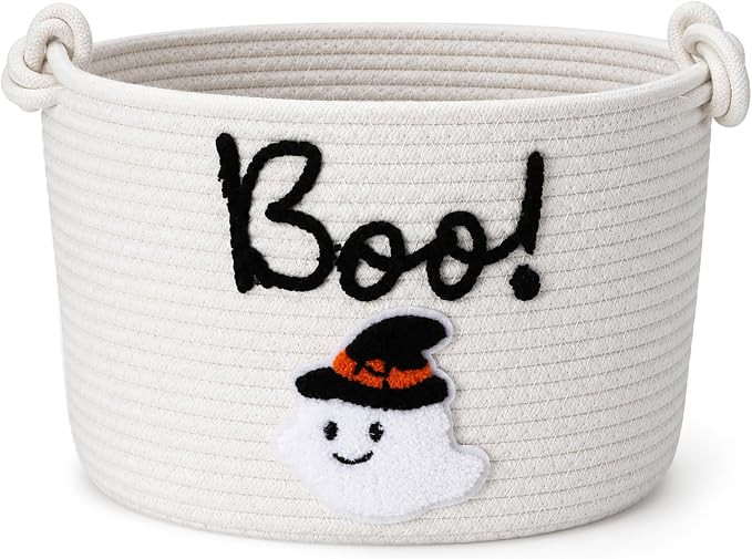 Reallnaive Boo Basket, Halloween Trick or Treat Basket with Handle | Amazon (US)