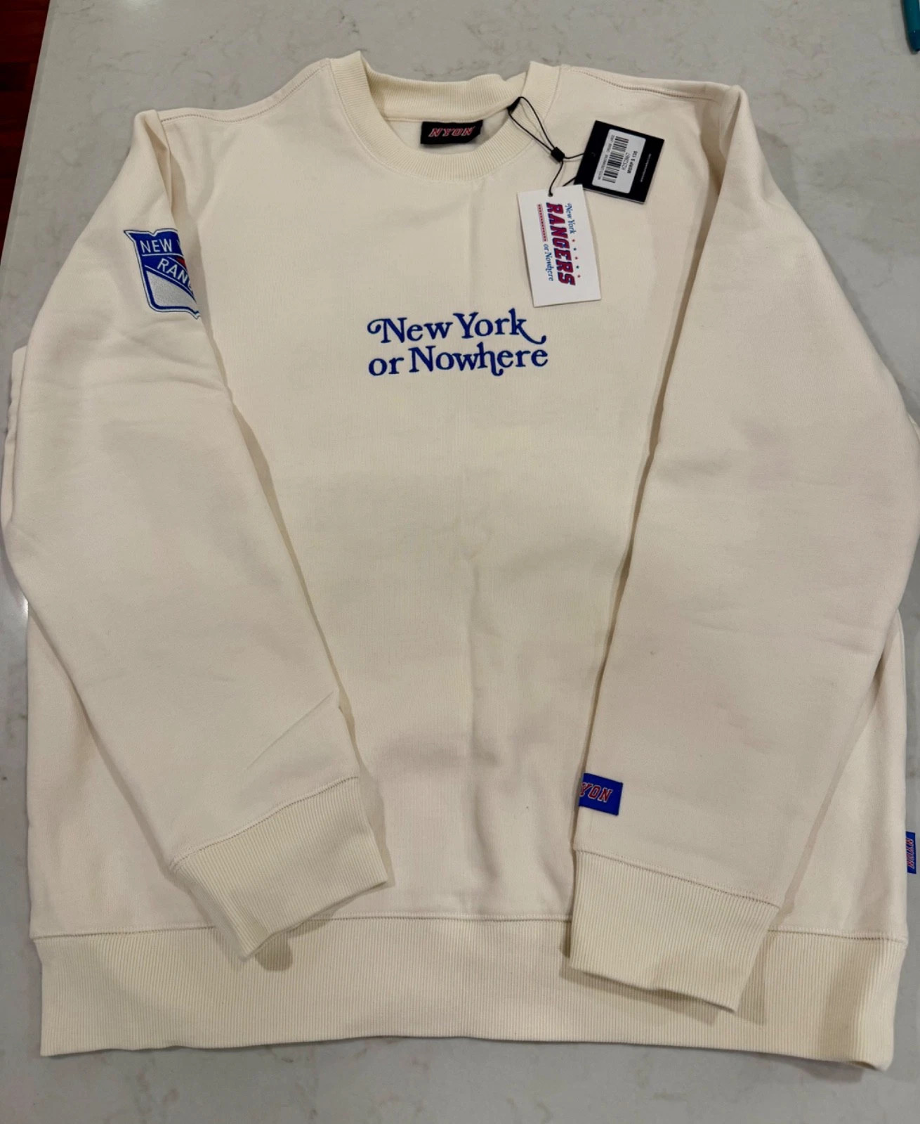 New NWT New York or Nowhere NYON Motto NY Rangers Crewneck Sweatshirt Beige L  | eBay | eBay US
