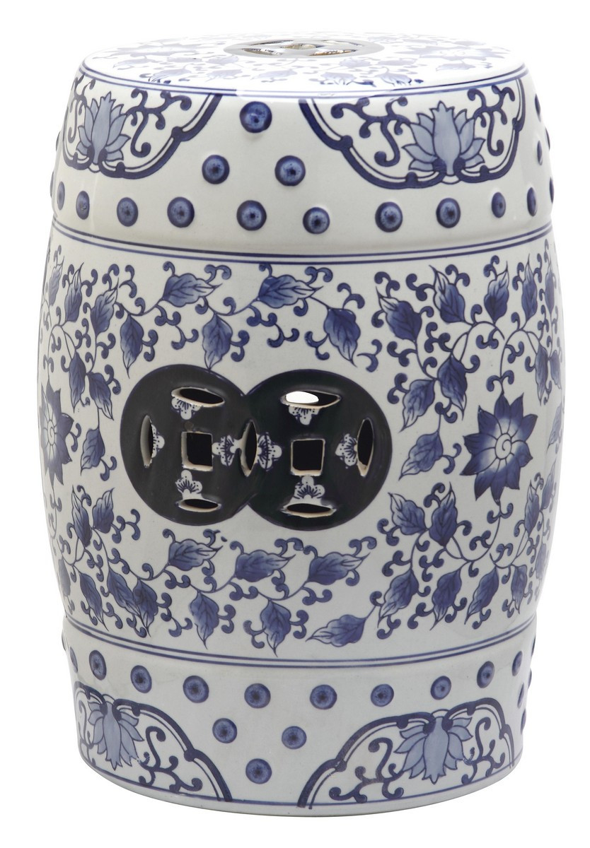 Tao Blue and White Garden Stool | 1stopbedrooms
