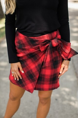 A Confident Heart Red Plaid Skirt | The Pink Lily Boutique