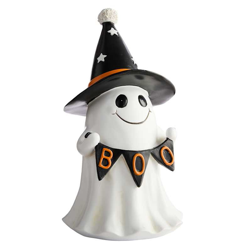 Ghost with Witches Hat and Banner, 12" | At Home