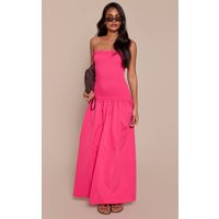Fuschia Shirred Bandeau Frill Edge Maxi Dress | PrettyLittleThing US