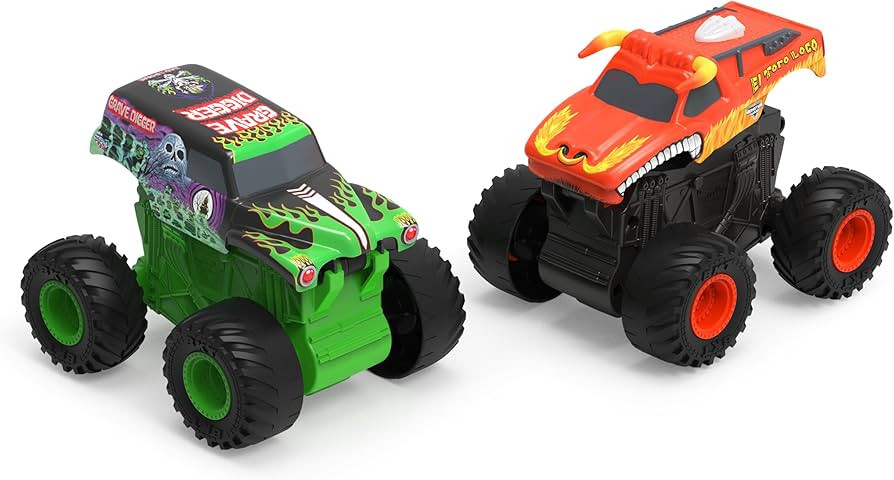 Monster Jam, 2-Pack Official Grave Digger and El Toro Loco Clip & Flip Monster Trucks, 1:43 Scale... | Amazon (US)