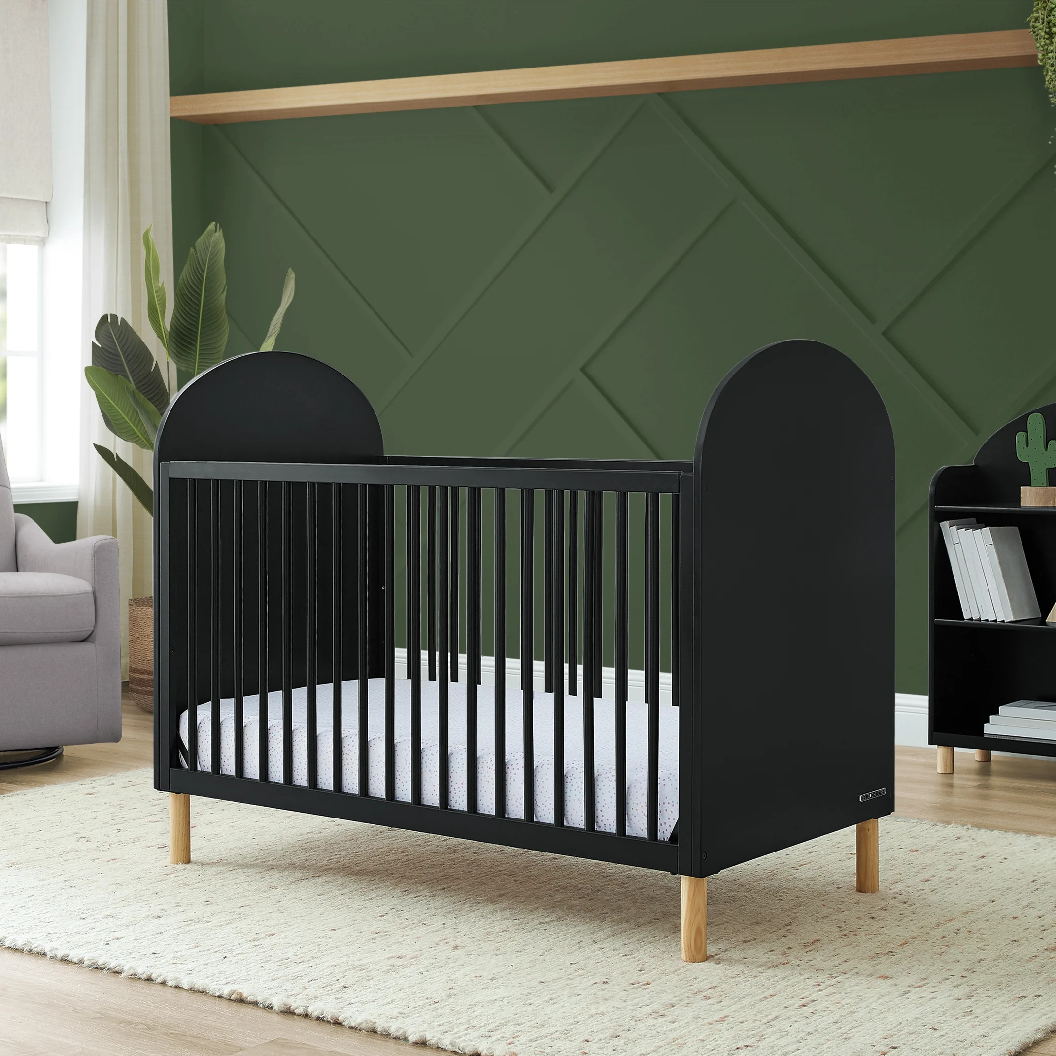 Delta Children Reese 4-in-1 Convertible Crib - Greenguard Gold Certified, Ebony/Natural | Walmart (US)