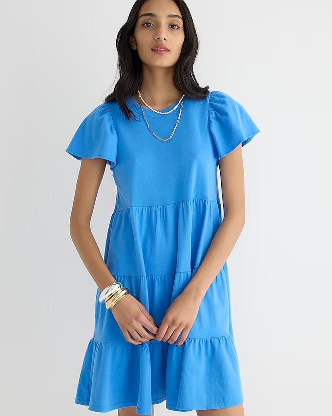 Knit broken-in jersey tiered mini dress | J.Crew US