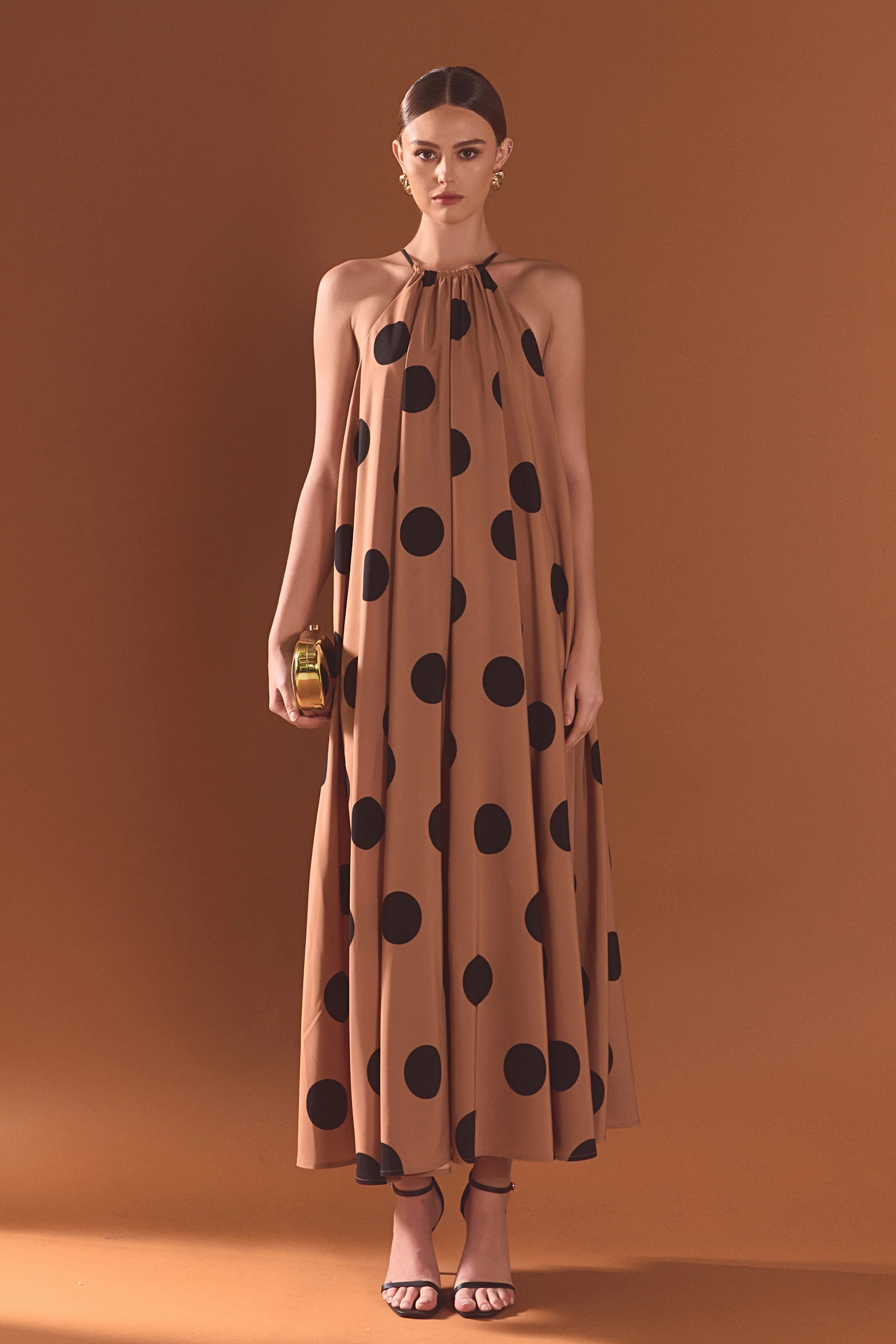 Polka Dot Halter Neck Maxi Dress | Endless Rose