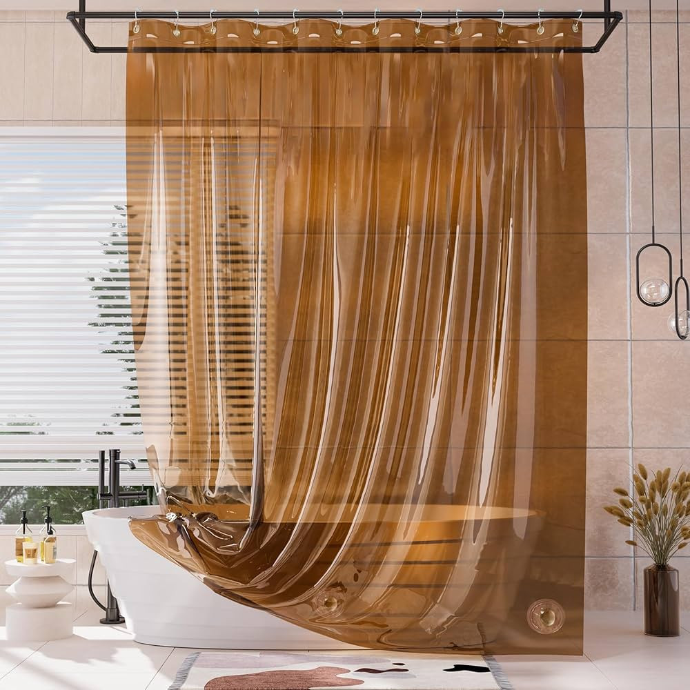 AmazerBath Extra Long Shower Curtain Liner, 100% EVA Clear Amber Heavy Duty 84 inch Shower Curtai... | Amazon (US)