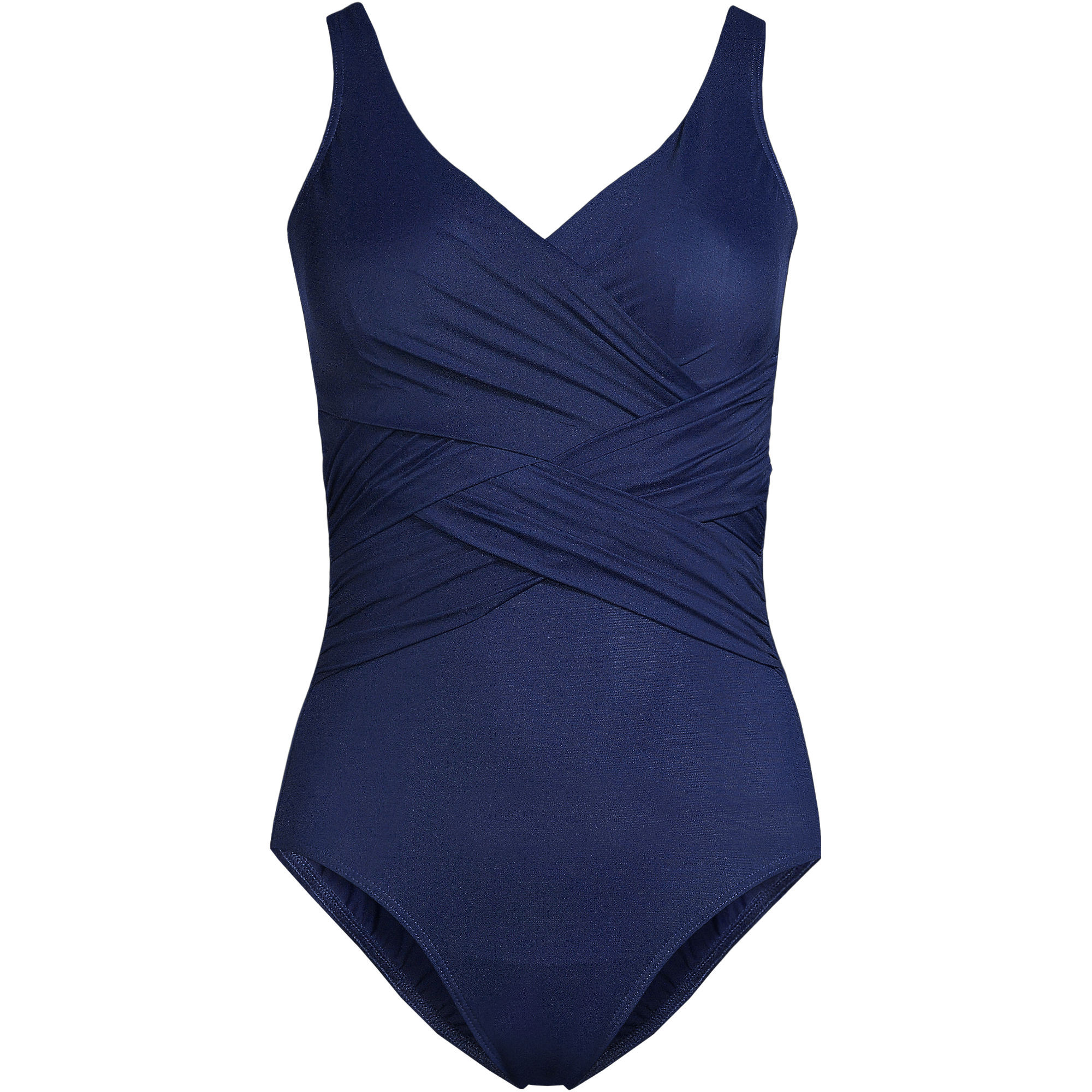 Women's SlenderSuit Tummy Control Chlorine Resistant V-neck Wrap One Piece Swimsuit | Lands' End (US)