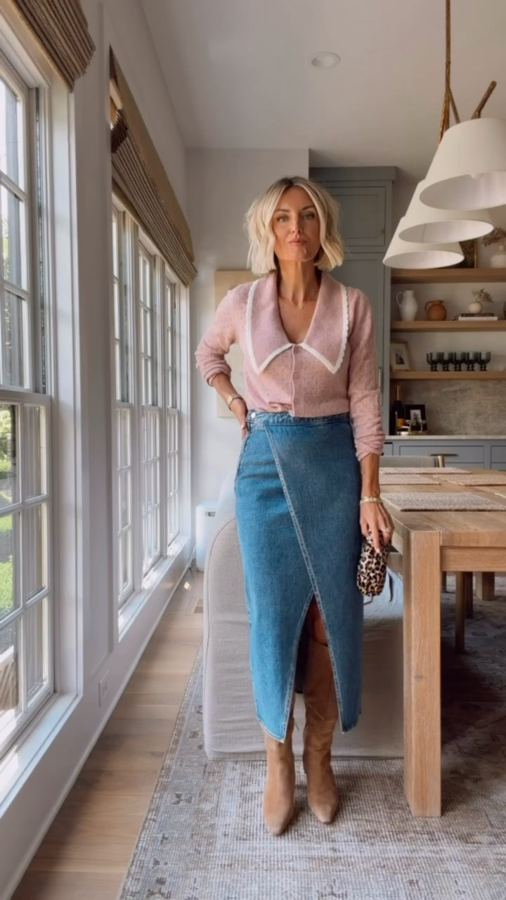 Love the pink & denim together! This is something you could wear for work or play! On sale now. Wearing XS! 

Loverly Grey, Loft, fall outfit, fall workwear, Labor Day sales, Peter Pan collar cardigan

#LTKootd #LTKSeasonal #LTKSaleAlert