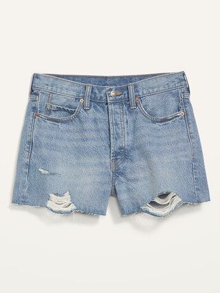 Higher High-Waisted Button-Fly Sky Hi Straight Ripped Cut-Off Non-Stretch Jean Shorts for Women -... | Old Navy (US)