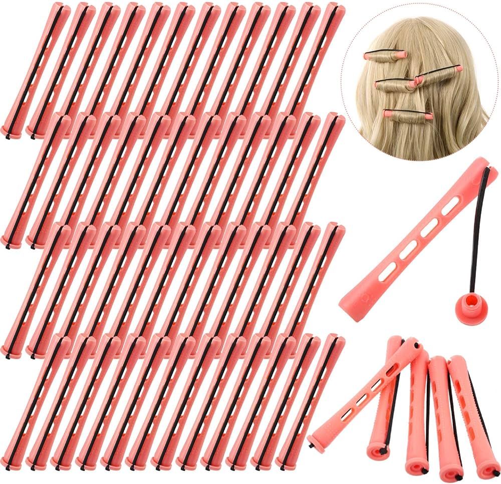 48 Pieces Plastic Pink Perm Rods Long Variety Hair Perm Rods Hair Curling Roller Rods for Women G... | Amazon (US)
