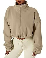 ANRABESS Women's Full Zip Cropped Fleece Sherpa Jackets Oversized Long Sleeve Workout 2023 Fall W... | Amazon (US)