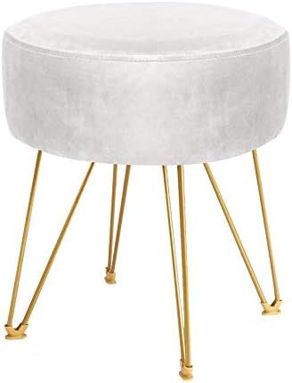 ERONE Round Footstool Ottoman Velvet Dressing Stool with Gold Metal Legs Upholstered Footrest, Ma... | Amazon (US)