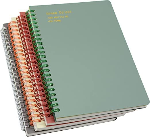 Spiral Notebook, 4 Pcs A5 Thick Plastic Hardcover 8mm Ruled 4 Color 80 Sheets -160 Pages Journals... | Amazon (US)