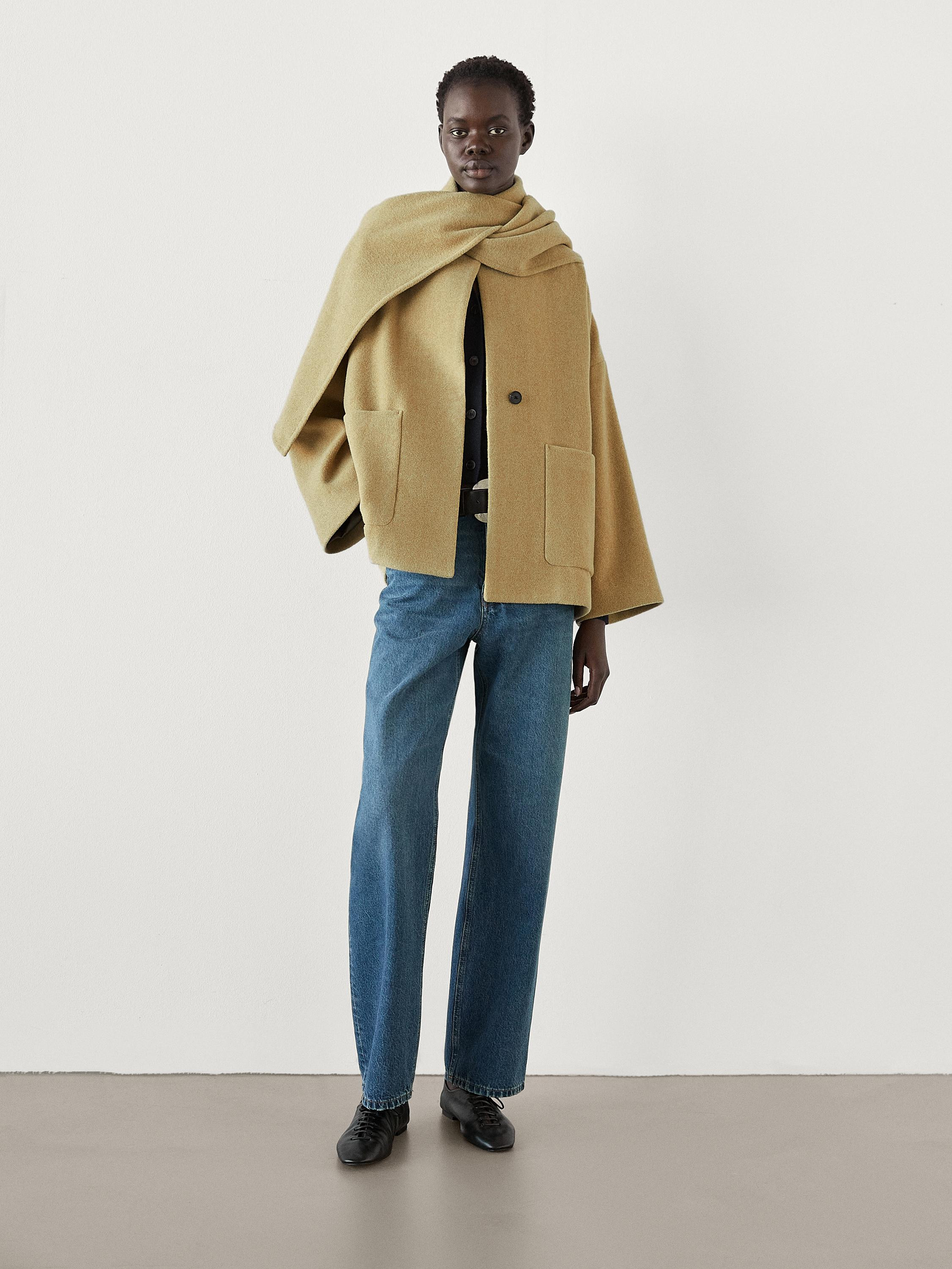 Cape coat with scarf | Massimo Dutti US