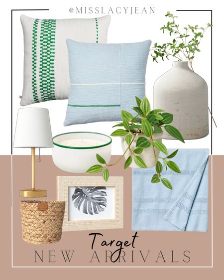 New home arrivals from Target includes vase, greenery stem, throw pillows, faux plant, picture frame, throw blanket, basket, table lamp, candle.

Home decor, spring home, summer home, neutral home decor 

#LTKstyletip #LTKhome #LTKfindsunder100