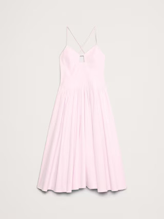 Stretch-Cotton Poplin Long Midi Dress | Banana Republic (US)